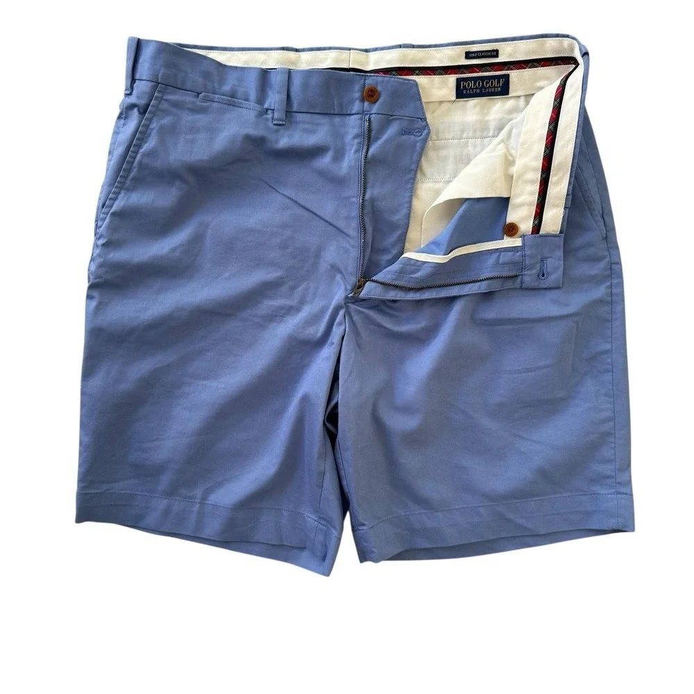 Polo Golf 37x9* Classic Fit Blue Cotton Polyeter Blend Men's Chino Shorts‎